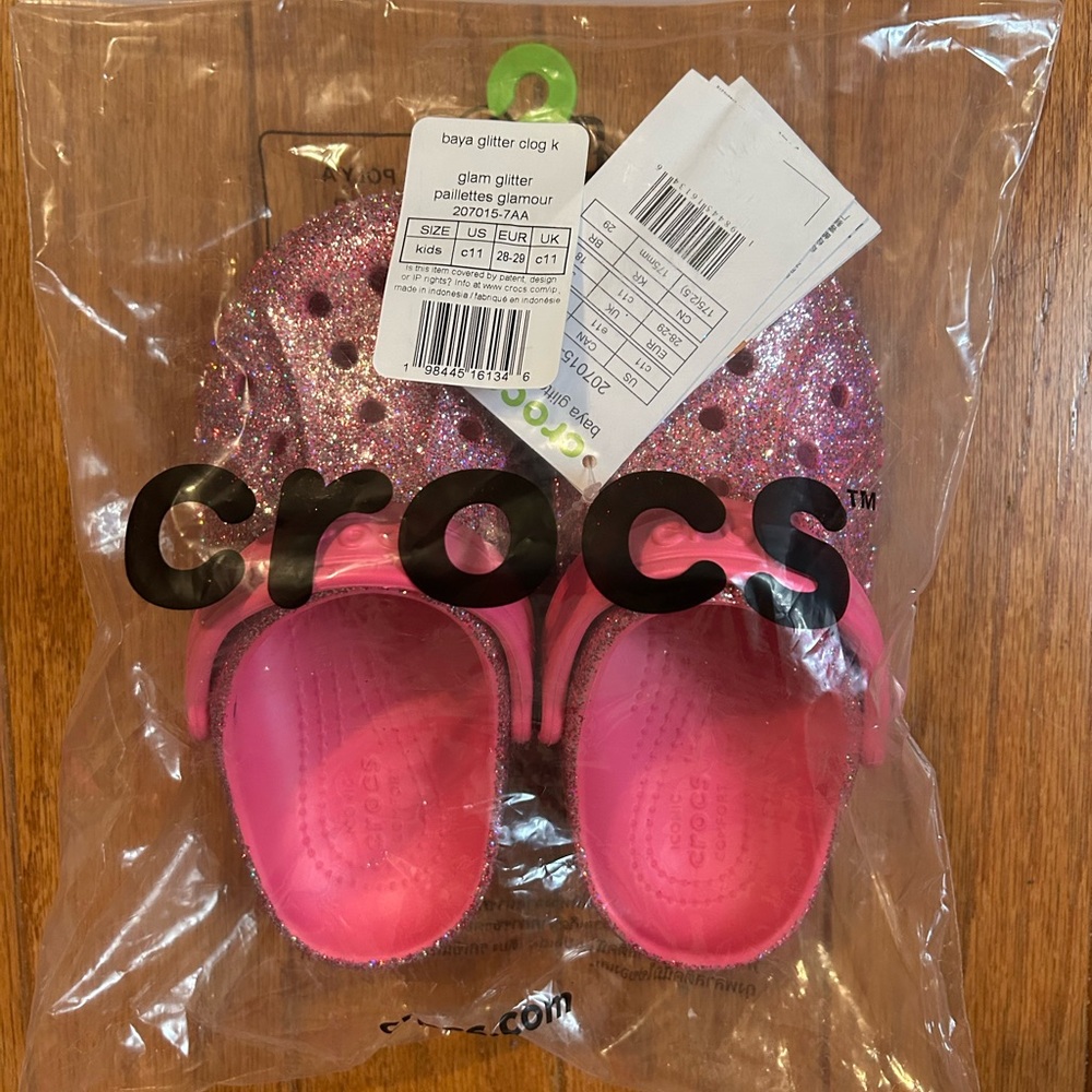 Crocs Kids Glittery Pink Clogs